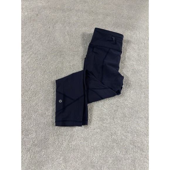 Lululemon Pace Rival Crop‎ 22" Leggings Women's 4 Navy Blue Yoga Athleisure - Picture 2 of 10